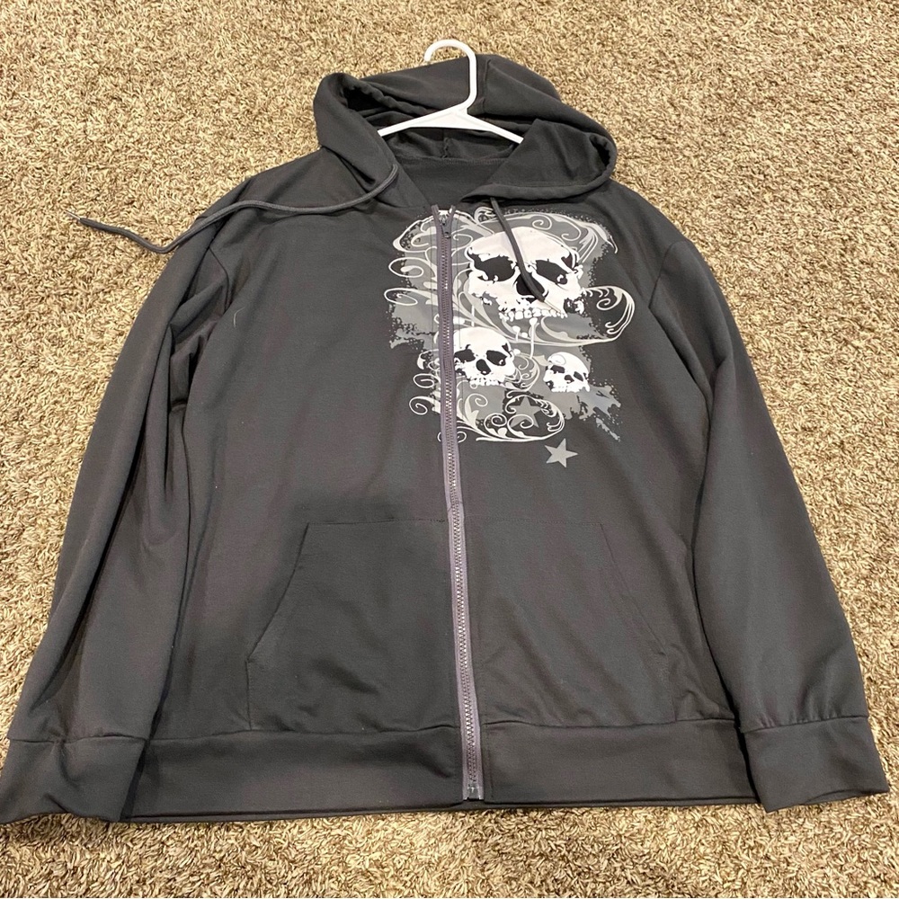 SHEIN skull zip-up hoodie